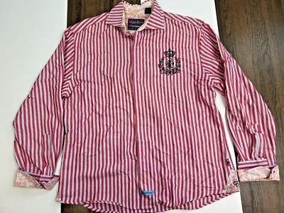 Camisa English Laundry Christopher Wicks Para Hombres XL Rayas Rojas Botones Foto 1 de 4