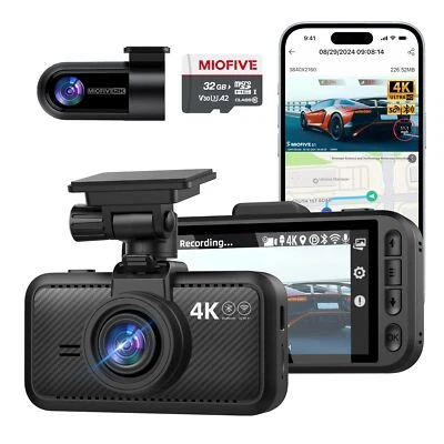 Miofive Dash Cam Front and Rear, 4K+2K Dual Camera for Cars, Includes a...