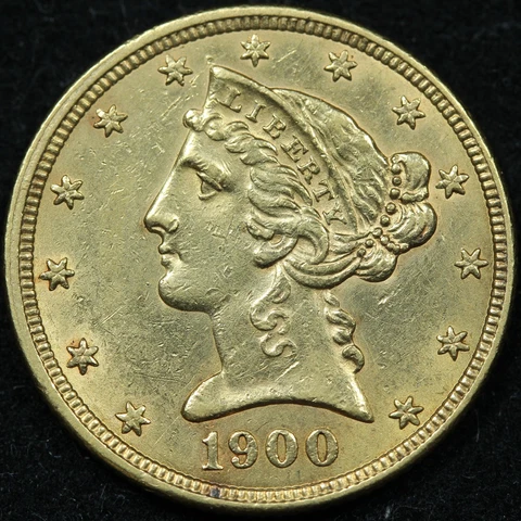 1900 $5 Gold Liberty Head Half Eagle Coin Cover
