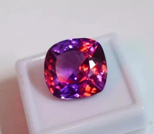 Natural 9.29 Ct Cushion Cut Ceylon Bi-Color Sapphire Certified Loose Gemstone - Picture 1 of 6