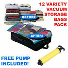 12 VARIETY SPACE SAVING STORAGE VACUUM BAGS CLOTHES BEDDING ORGANISER UNDER BED