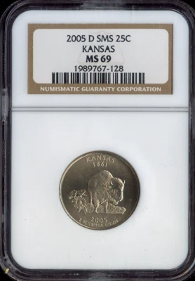 2005-D Kansas Quarter NGC MS69 Satin Quality - Image 1 of 2