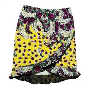 Nanette Lepore Silk Floral Paisley Sequin Knee-Length Skirt sz 8 y2k whimsigoth - Picture 1 of 9