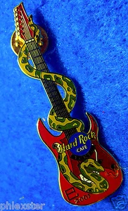 TOKYO JAPANESE 2001 ASIAN GREEN SNAKE RED GUITAR SERIES Hard Rock Cafe PIN LE - Picture 1 of 1