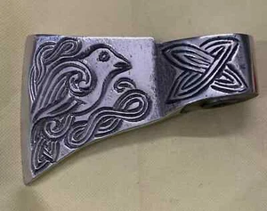 Vintage Viking Axe Handle Wooden Walking Stick Handmade Designer Carved Cane - Picture 1 of 10