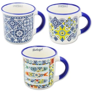 Set of Three Classic Portuguese Azulejo Ceramic Espresso Cups - Picture 1 of 7