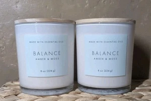 Lote De 2 Velas Balance Ámbar y Musgo Perfumadas 8oz Aceites Esenciales Estéticos Nuevas - Imagen 1 de 3