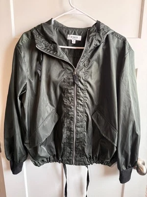 NUEVO CON ETIQUETAS Steve Madden Oliva Cortavientos Talla Mediana Capucha Cordón Exterior Foto 1 de 4