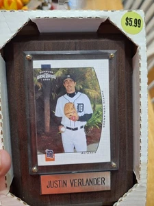 Justin Verlander Detroit Tigers MLB Baseball Card Plaque Donruss 2005 Wood NIB - Picture 1 of 3