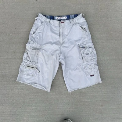 Y2K Plugg white cargo surfing shorts beautiful details with zippers plugg 00s - Imagem 1 de 4