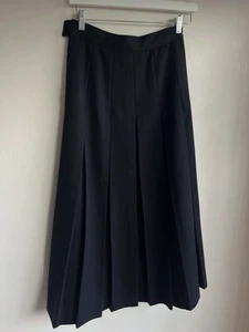 LAURA ASHLEY Black Pleat Vintage 1980s Midi Skirt Size 10 - Picture 1 of 4
