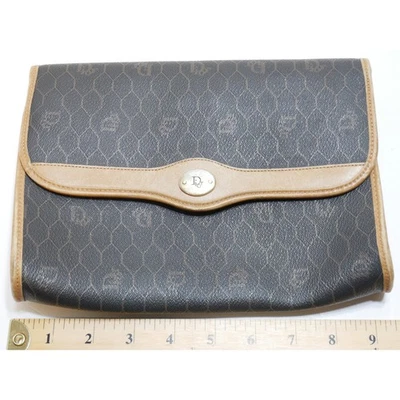 Bandolera de hombro vintage Christian Dior de lona de panal con cadena de cuero Foto 1 de 4