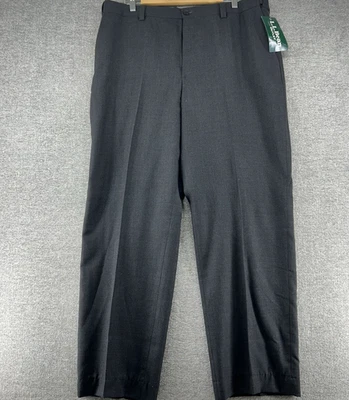 LL Bean Comfort Waist Dress Pants Men 38x31 Dark Gray 100% Wool Winter NEW - Image 1 of 4