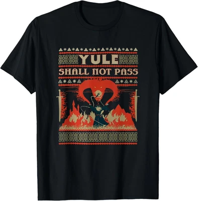 Yule Shall not Pass Fantasy Wizard Holiday Pun Unisex T-Shirt - Image 1 of 4