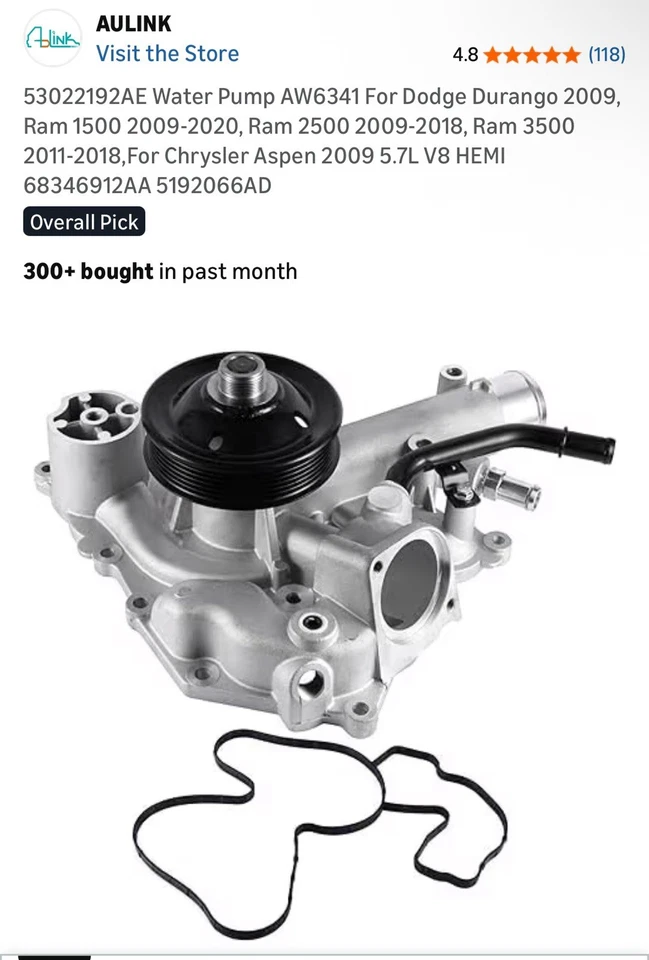 (#116) Bomba de agua Dodge/Chrysler 5,7 L AUWPY021 Foto 1 de 4