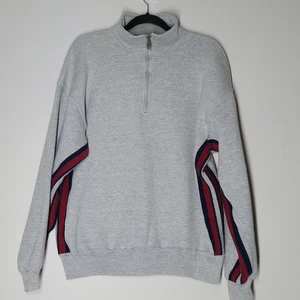Vintage 90s Russell Athletic 1/4 Zip Pullover Large Sweatshirt Gray Made in USA - Picture 1 of 5