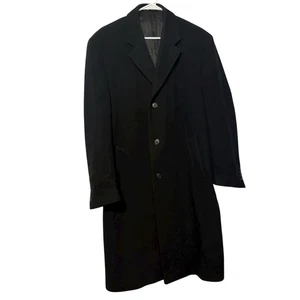 Jos A Bank Men's Overcoat 38R 100% Wool Black 3 Button Topcoat Dress Coat - Picture 1 of 11
