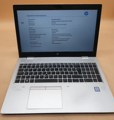 HP ProBook 650 G5 15.6"  i5-8265U 1.6GHZ  BIOS LOCKED,,SL15 - Image 1 of 4
