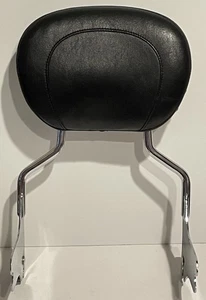 Mustang Motorcycle Pad Sissy Bar Backrest Quick Release Detach Black Chrome - Picture 1 of 13