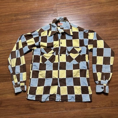 Vintage Tom Sawyer Herringbone Button Shirt Age 16 Kids Youth Pocket Tee 50s - Image 1 of 4