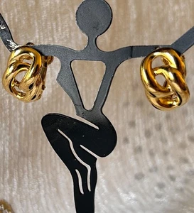 Napier Ohrringe goldfarben aufklappbar Schraubverschluss Doppelglieder - Bild 1 von 4