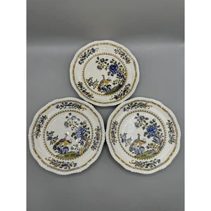 Set 3 Pc Spode "Peacock" Pattern Gadroon Edge Salad Bread Plate - Picture 1 of 9