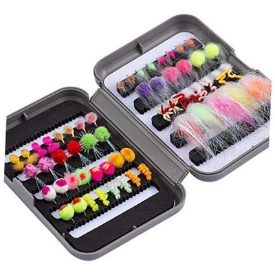  Fly Fishing Flies Kit Fly Assortment Trout Bass Fishing with Fly Box,  - Image 1 of 4