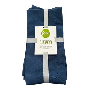 NEW Food Network Poly-Cotton Napkins Set Of 4 Blue 20" X 20" Fabric - Picture 1 of 3