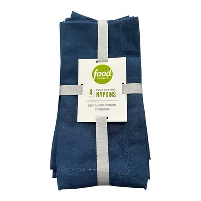 NEW Food Network Poly-Cotton Napkins Set Of 4 Blue 20" X 20" Fabric - Image 1 of 3