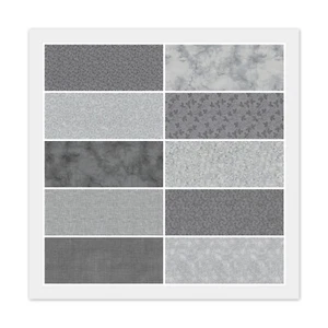 Lot of 10 Fat Quarters, STEEL GRAY & LIGHT GRAY, 100% Cotton Fabric FQ Bundle - Picture 1 of 11
