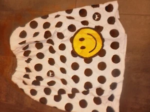 Victoria's Secret PINK Black/White Polka Dot SMILEY Wrap Towel SKIRT 27X55" - Picture 1 of 2