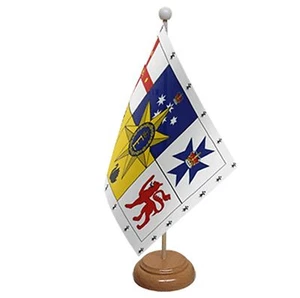 AUSTRALIAN ROYAL STANDARD TABLE FLAG 9"X6" WITH WOODEN BASE FLAGS AUSTRALIA - Picture 1 of 1