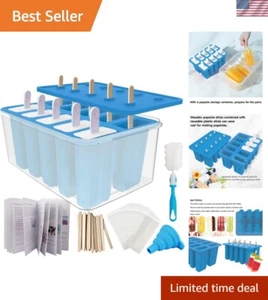 Innovative Silicone Popsicle Maker with Storage Container and 10 Reusable Sticks - Picture 1 of 8