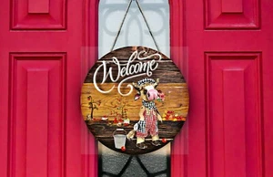 Welcome Cow 12 inch Printed Handmade Wood Sign - Picture 1 of 5