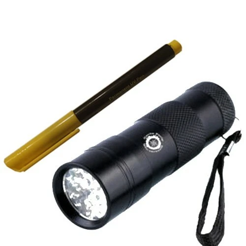 Set UV !! Lampe De Poche Geocaching UV 12 LED + Stylo UV Lumière Noire - Photo 1/1