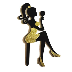 Enchufe de pastel Cake Topper enchufe mujer niña negro oro brillante decoración JGA - Imagen 1 de 3