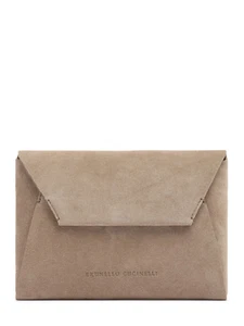 BRUNELLO CUCINELLI $1670 Ice Suede Clutch With Strap New & Authentic - Picture 1 of 4