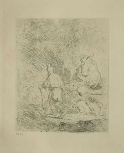 Croquis Le voyage en egypte - Rembrandt Eau Forte XIXème siècle - Picture 1 of 1