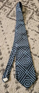 Vintage 1960s Black And Blue Halle Bros. Abstract Neck Tie - Picture 1 of 4