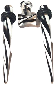 4g Ear Taper Plug Set Acrylic Black White Clear Swirl Look Sexy Hot Stretch Now - Picture 1 of 1