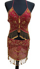 Maroon Gold Belly Dance/Genie Costume Beaded Bra and belt, beautifully made