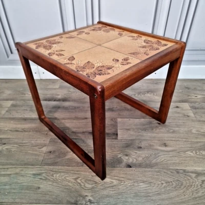 Vintage Mid Century Modern Tile Topped Coffee Side Table Tiled Danish Inspired - Image 1 of 4