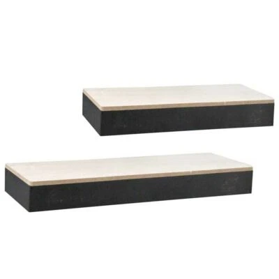 Set 2 Mensole Parete Rettangolare Mensola Scaffale Metallo e Legno 2 Misure - Immagine 1 di 2