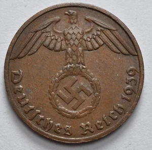 1939 F NAZI HINDENBURG 1 REICHSPFENNIG WW2 DEUTSCHLAND - Bild 1 von 2
