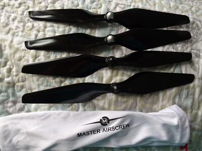 MASTER AIRSCREW-MR SERIES-4 BLACK DRONE PROPS (2) 10 X 4.5  & (2) 10 X 4.5R -NEW - Image 1 of 4