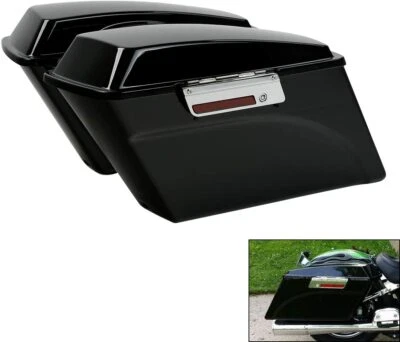 Gloss Black Hard Saddlebags Saddle Bags For 93-13 Harley Touring Road King Glide - Image 1 of 4