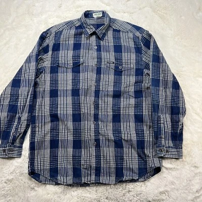 Guess Jeans Mens Large Blue Long Sleeve Seersucker Plaid Button Up Shirt - Image 1 of 4