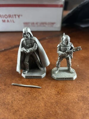 Vintage Star Wars Boba Fett + Darth Vader Rawcliffe pewter figurine - Image 1 of 4