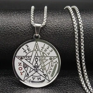 Collar Tetragrámaton Pentagrama Esotérico Ceremonial Magia Salomón Joyería Regalo - Imagen 1 de 11