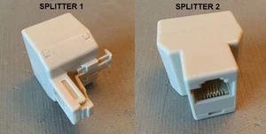 Set di due (2) accoppiatori splitter modulari RJ-11/RJ-14 linea telefonica 1 + linea 2 - Foto 1 di 6